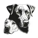 two Labrador dogs face  tattoo design idea