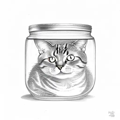 cat in a pickle jar tattoo design idea