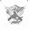 chilean flag black and white  tattoo design idea