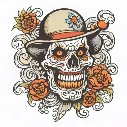 skull death clown tattoo design idea