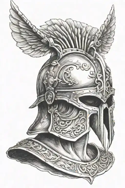 gladiator helmet, death tattoo design idea