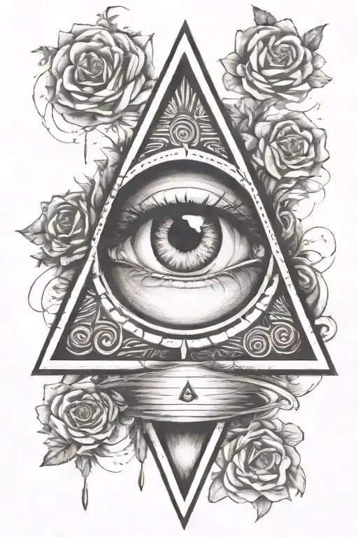 all seeing eye, realistic, eye crying, triangle, on forearm  tattoo design idea