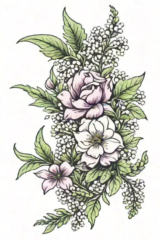 heather and thyme flower tattoo design idea