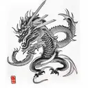 samurai vs dragon tattoo design idea