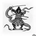 samurai vs dragon tattoo design idea