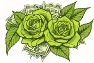 roses made out of 100 dollar bills with crown on top that says king  tattoo design idea