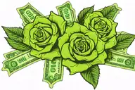roses made out of 100 dollar bills with crown on top that says king  tattoo design idea