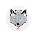 A geometric pattern of basketballs and wolf silhouettes forming a symmetrical design tattoo design idea