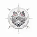 A geometric pattern of basketballs and wolf silhouettes forming a symmetrical design tattoo design idea