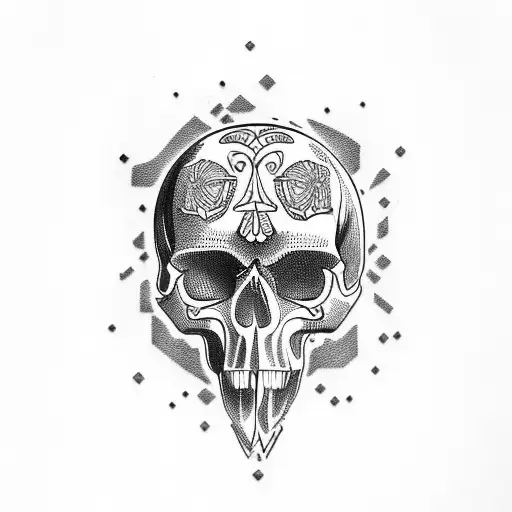 Skull neo traditional tattoo design idea