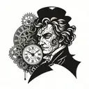 Clockwork Beethoven tattoo design idea