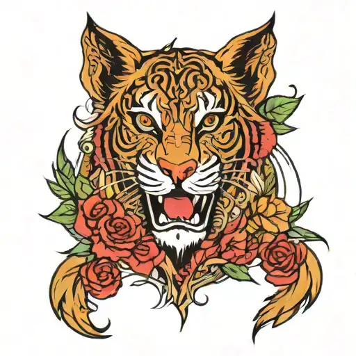 make a tatto with sowlion and  and tiwaz and raido and isa abd thurizaz tattoo design idea