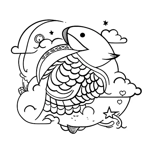 Bird clouds tattoo design idea
