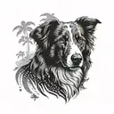 palm tree australian shepherd Alana name written tattoo design idea