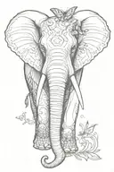 hand drawn African elephant head with butterfly wings as the ears tattoo design idea