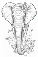 hand drawn African elephant head with butterfly wings as the ears tattoo design idea