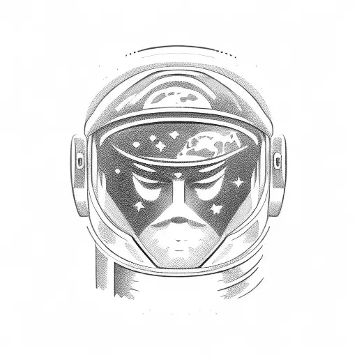 astronaut with earth reflection on his helmet tattoo design idea