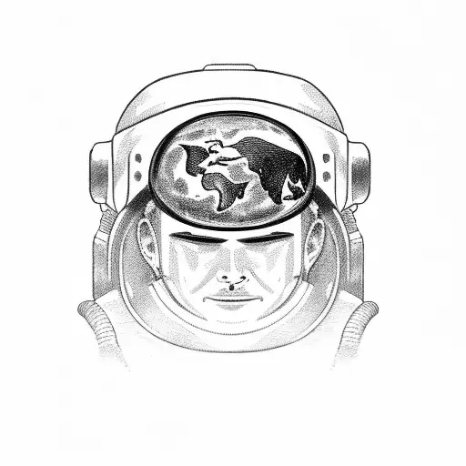 astronaut with earth reflection on his helmet tattoo design idea