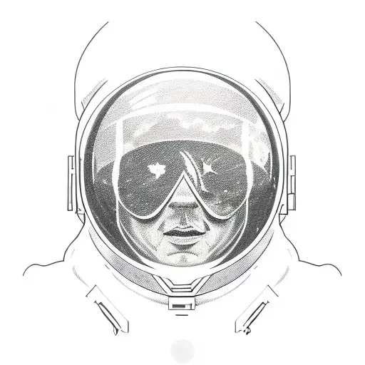 astronaut with earth reflection on his helmet tattoo design idea