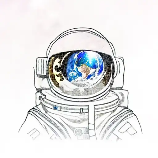 astronaut with earth reflection on his helmet tattoo design idea