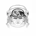 astronaut with earth reflection on his helmet tattoo design idea