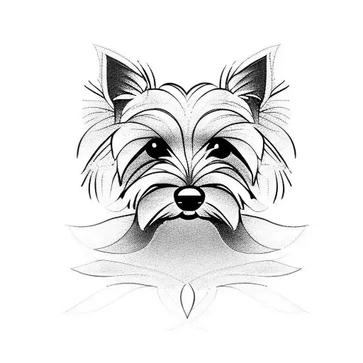 yorkie side profile silhouette tattoo design idea