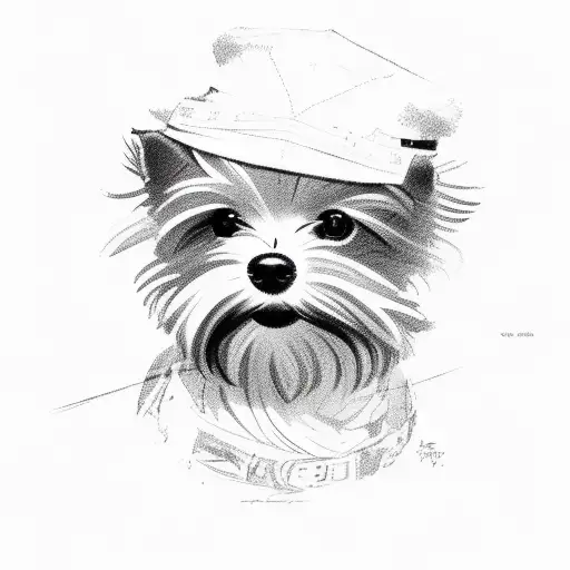 yorkie side profile silhouette tattoo design idea