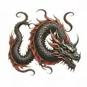 rusty and intense red and black dragon scales forming tattoo design idea