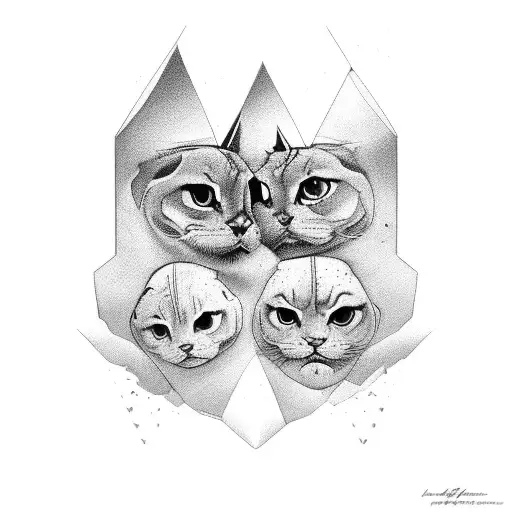 Mother Father with two kids tattoo design idea