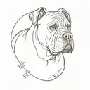 cane corso dog breed surrounded by flash symbols tattoo design idea
