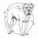 cane corso dog breed surrounded by flash symbols tattoo design idea