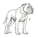 cane corso dog breed surrounded by flash symbols tattoo design idea