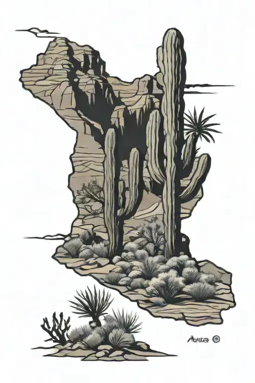 Arizona desert landscape tattoo design idea