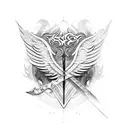 abstract sword with eagle wings either side as the handle  tattoo design idea