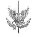 abstract sword with eagle wings either side as the handle  tattoo design idea