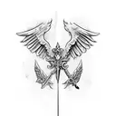 abstract sword with eagle wings either side as the handle  tattoo design idea