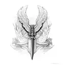 abstract sword with eagle wings either side as the handle  tattoo design idea