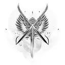 abstract sword with eagle wings either side as the handle  tattoo design idea