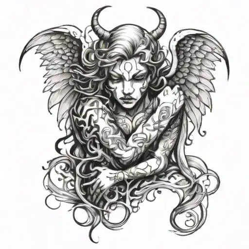 Demon kiss Angel tattoo design idea