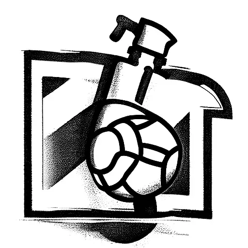 trojan horse with a football ball and holding beer  tattoo design idea