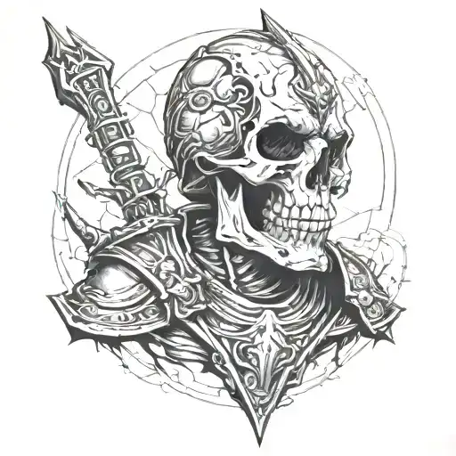 Skull gladiator tattoo design idea