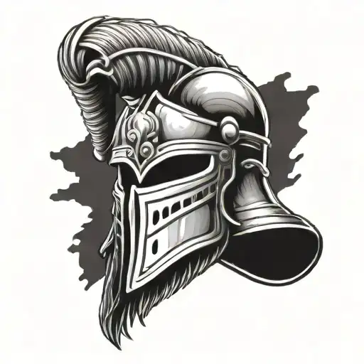Gladiator helmet and god holding tattoo design idea