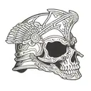 Skull gladiator helmet tattoo design idea
