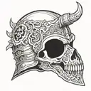 Skull gladiator helmet tattoo design idea