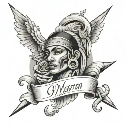 Ad Maiora writer minimalist chicano  tattoo design idea