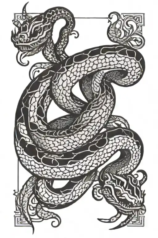 karma tarot card oroborus snake tattoo design idea