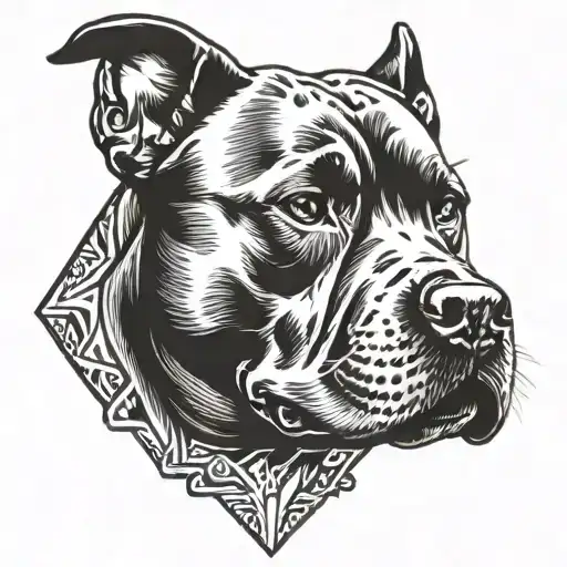 Pitbull face tattoo design idea