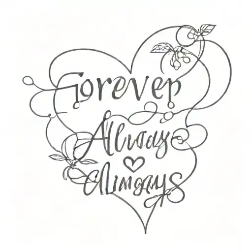forever & always with five hearts underneath  tattoo design idea