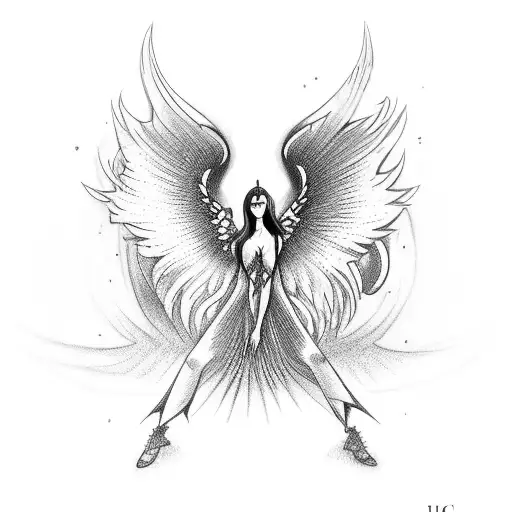 falling angel tattoo design idea