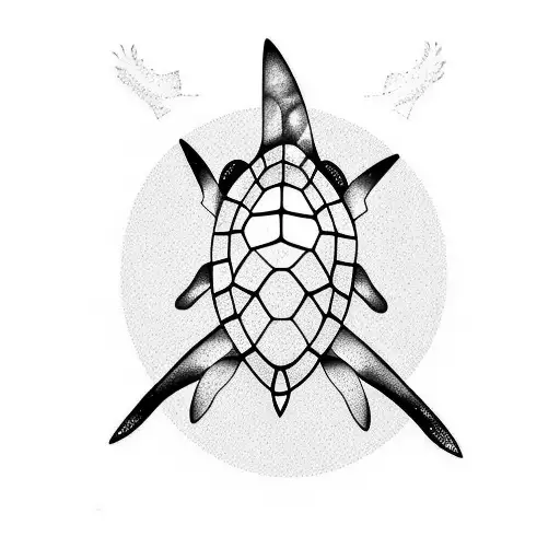 lemon shark, sea turtle tattoo design idea